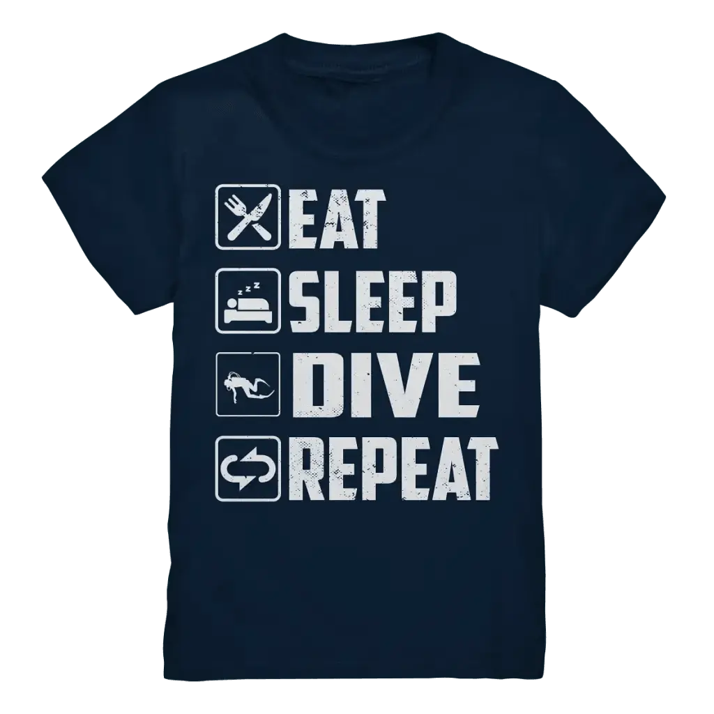 Eat Sleep Dive Repeat - Kids Premium Shirt - Navy / 98/104