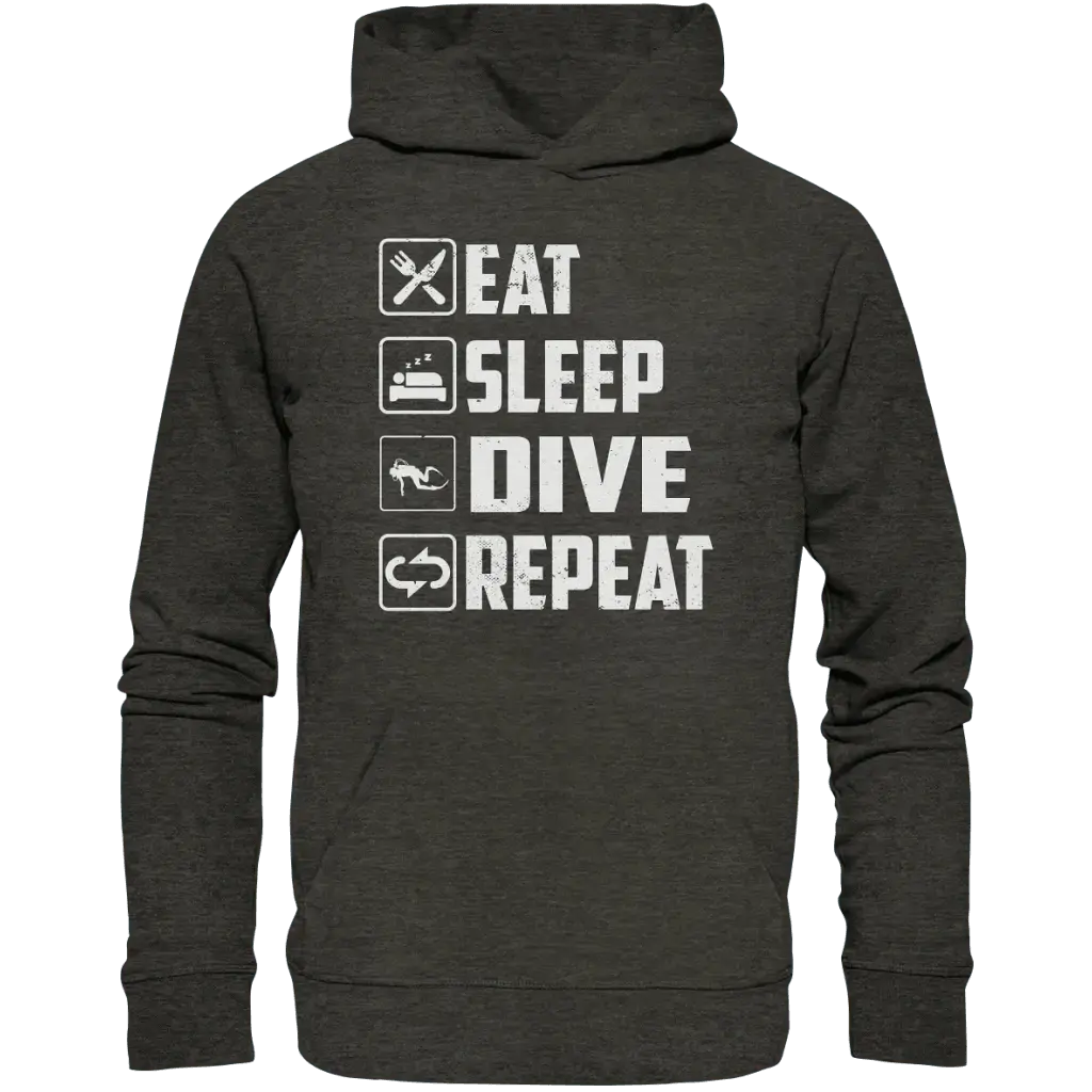 Eat Sleep Dive Repeat - Organic Hoodie - Dark Heather Grey
