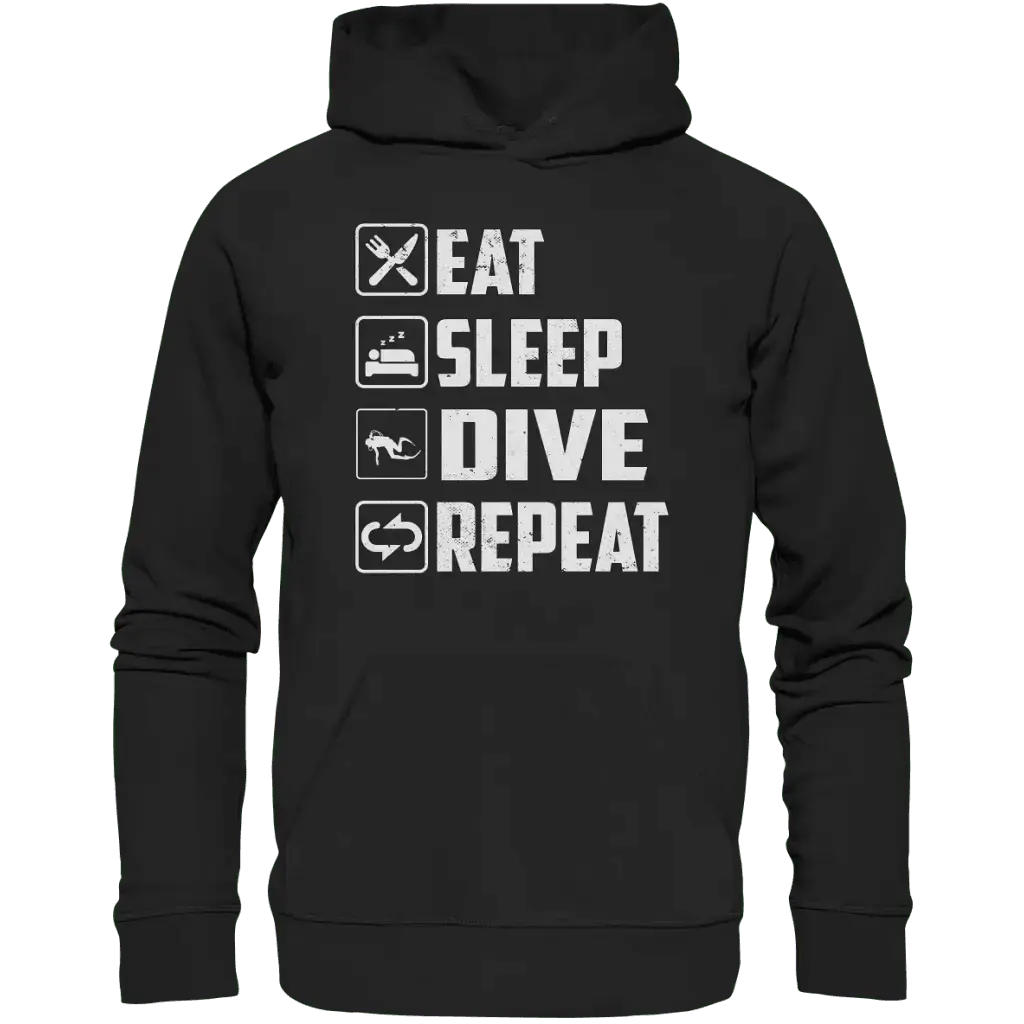 Eat Sleep Dive Repeat - Organic Hoodie - Black / XS
