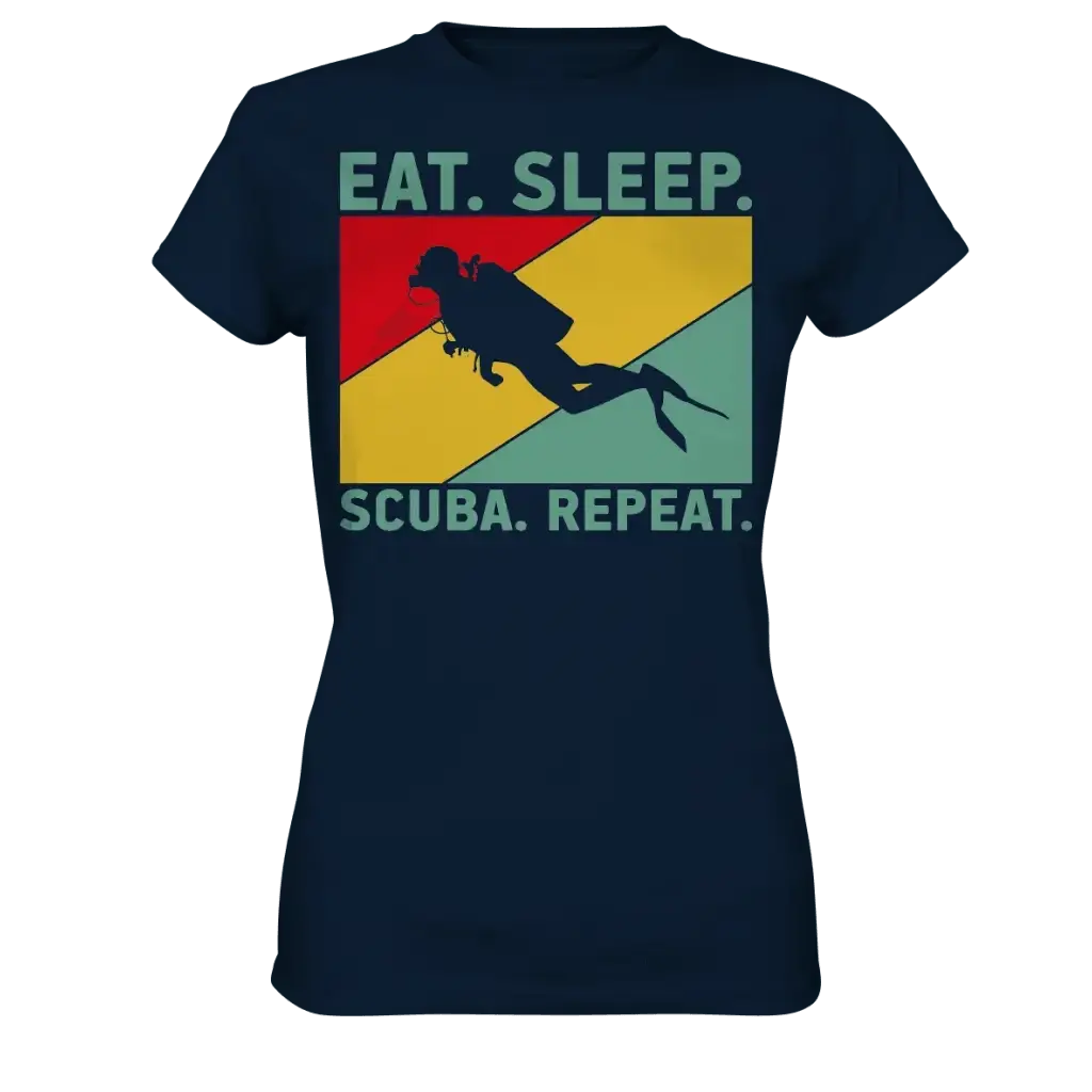 Eat Sleep Scuba Repeat - Ladies Premium Shirt - Navy / XS