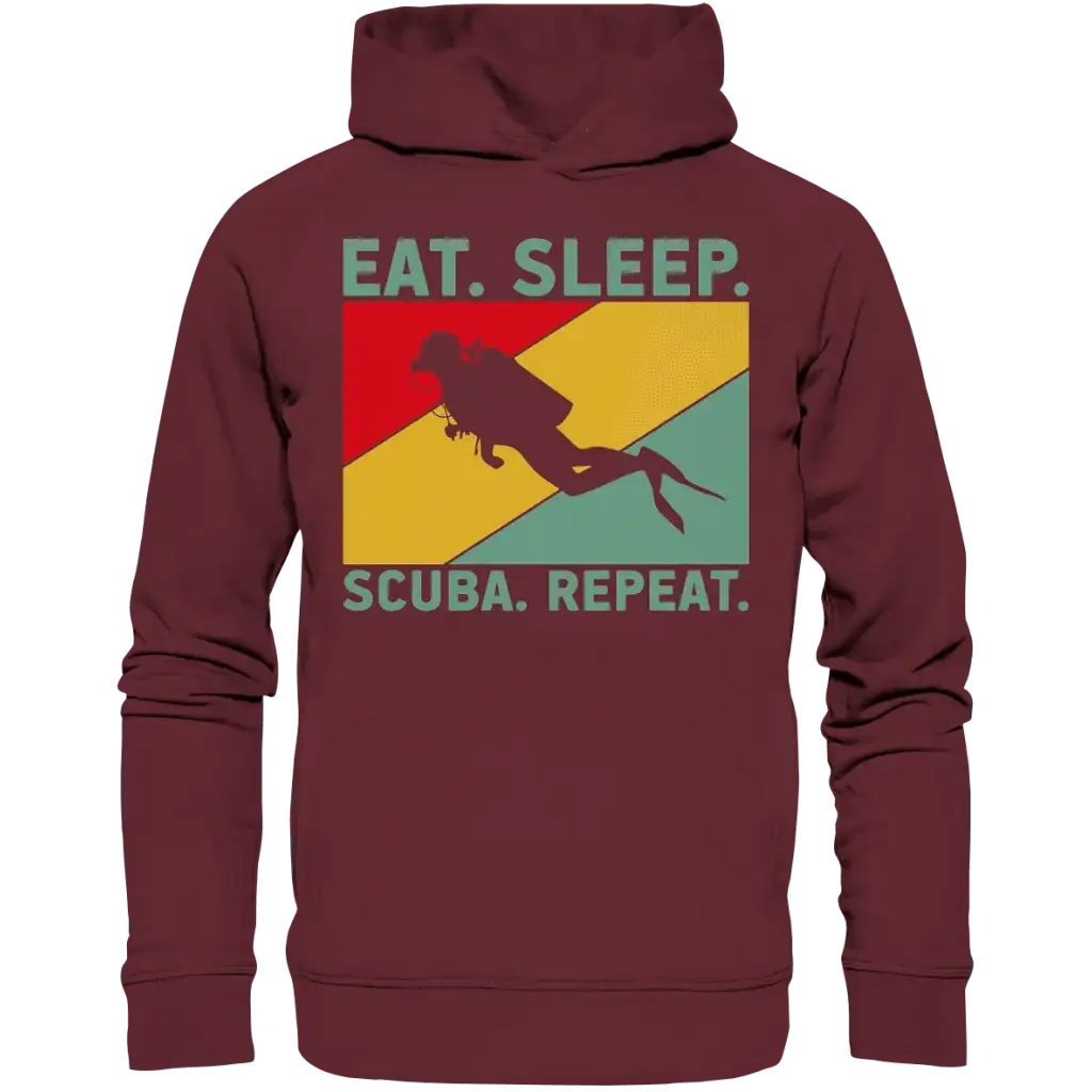 Eat Sleep Scuba Repeat - Organic Fashion Hoodie - Burgundy