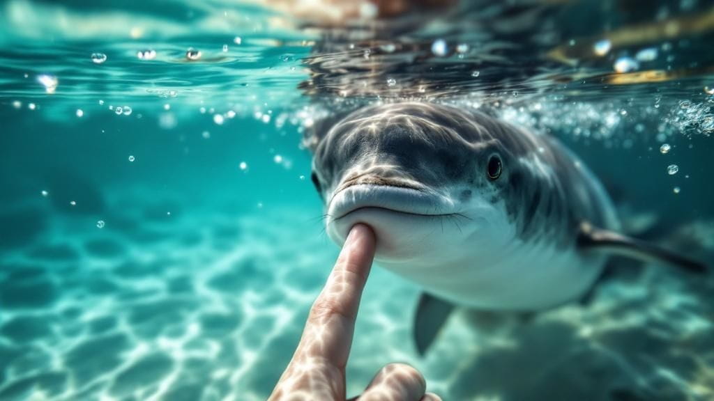 Ein Taucher führt unter Wasser den Druckausgleich durch