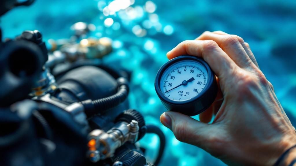 Zwei Taucher überprüfen ihre Atemregler beim Buddy Check