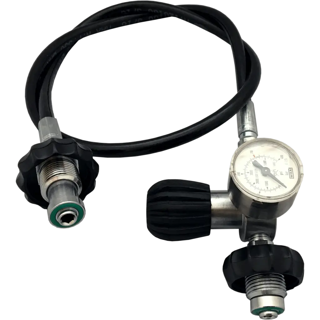 Decanting hose INOX w/ Manometer black 1m G5/8