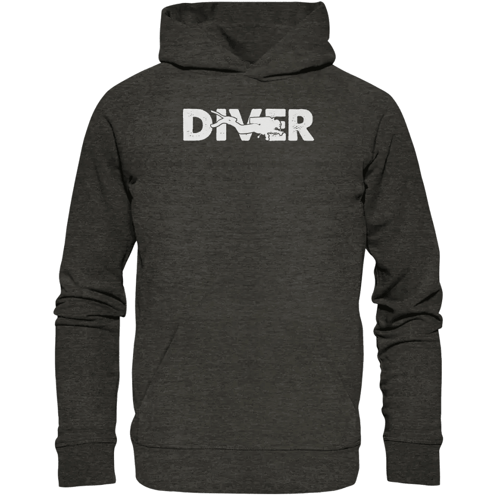Diver - Taucher - Organic Hoodie - Dark Heather Grey / XS