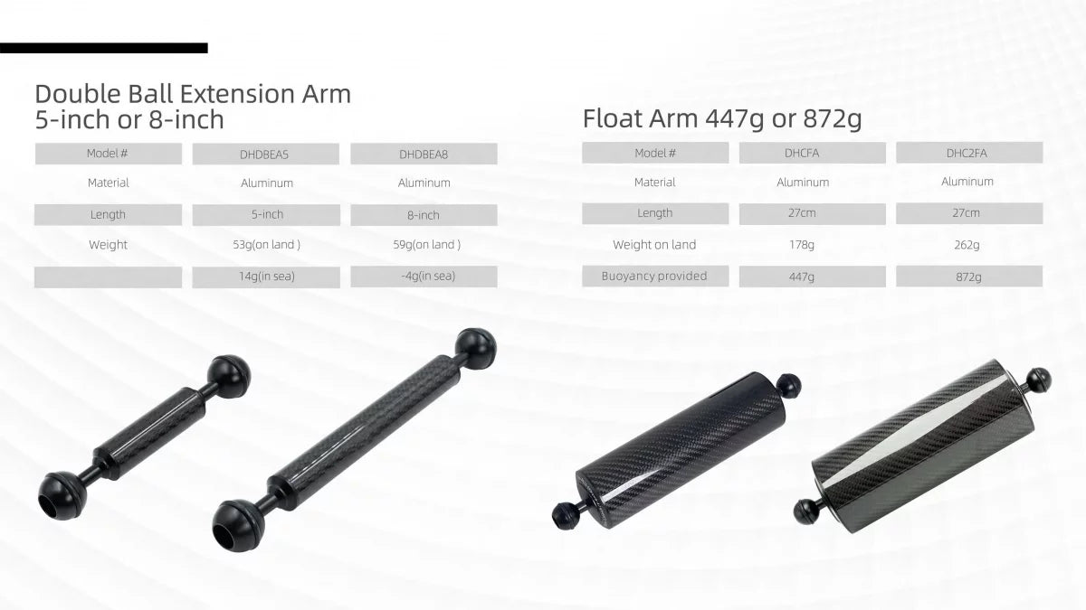 DiveVolk Double Ball Extension Arm 5-inch