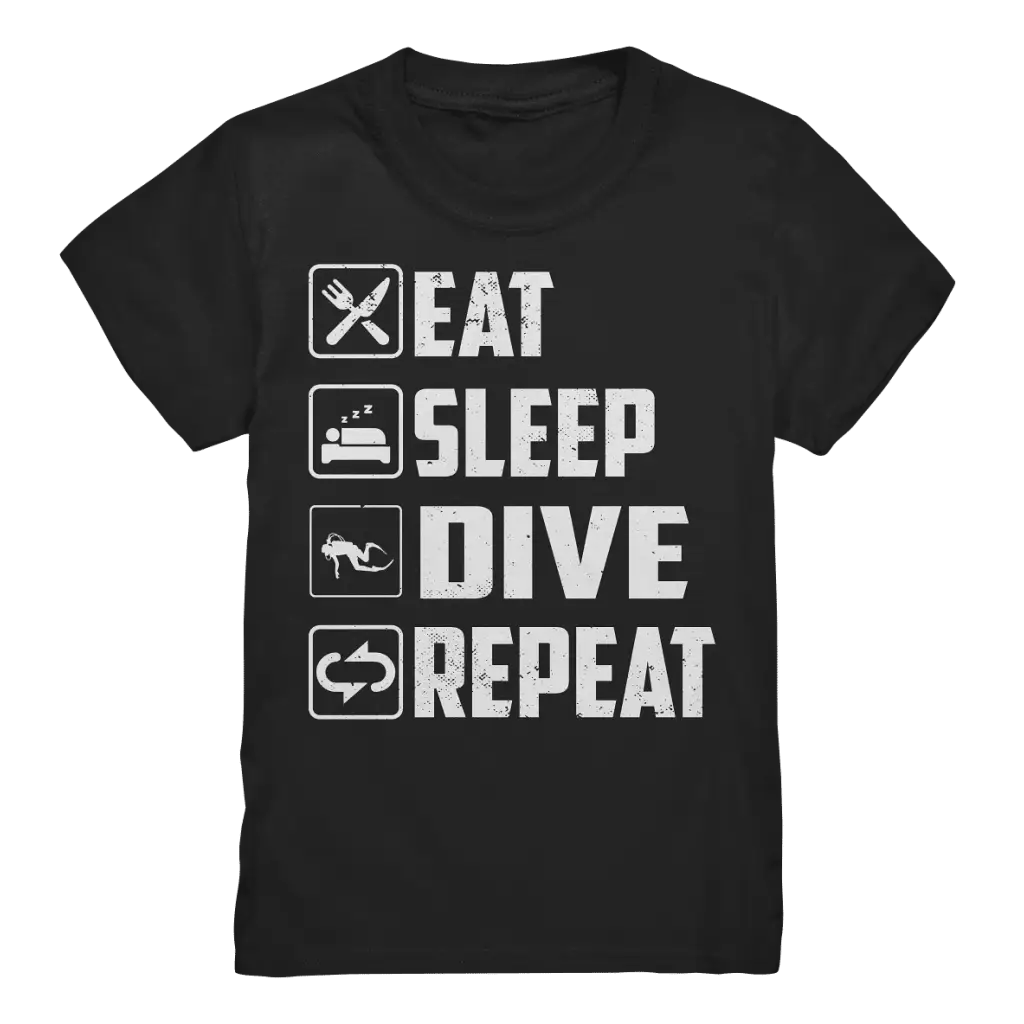 Eat Sleep Dive Repeat - Kids Premium Shirt - Black / 98/104
