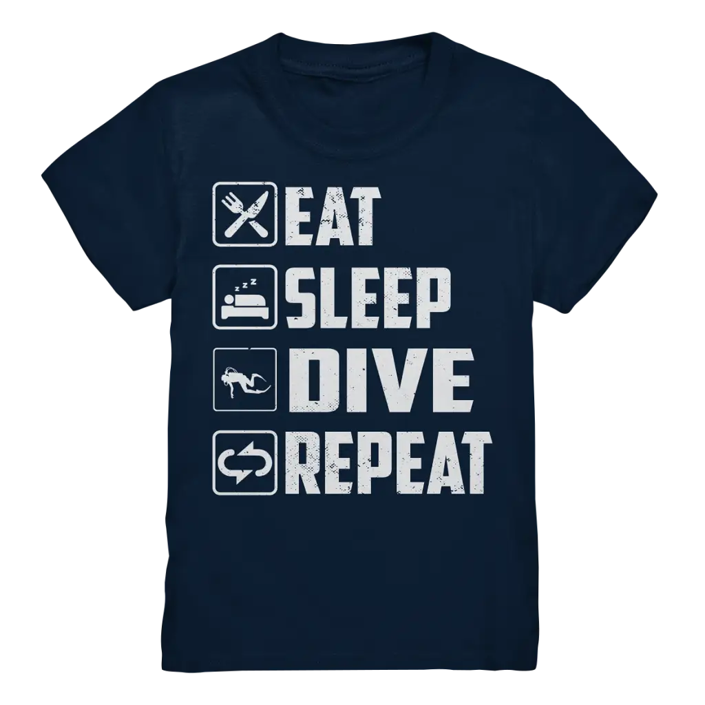 Eat Sleep Dive Repeat - Kids Premium Shirt - Navy / 98/104