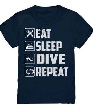 Eat Sleep Dive Repeat - Kids Premium Shirt - Navy / 98/104