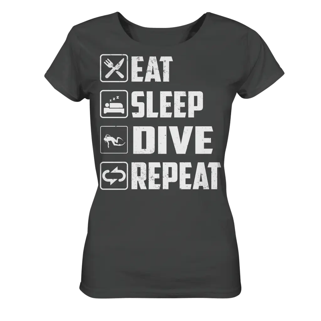 Eat Sleep Dive Repeat - Ladies Organic Shirt - Anthracite /