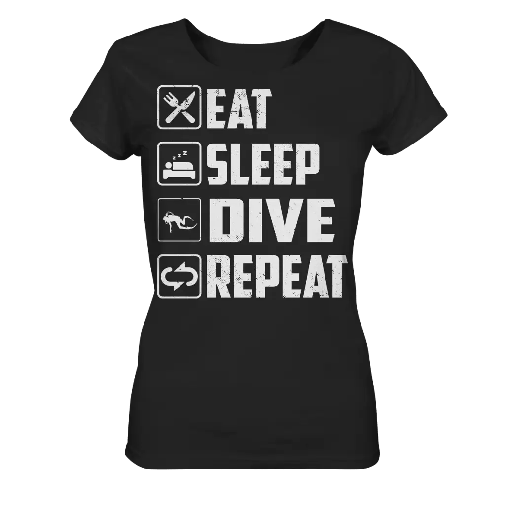 Eat Sleep Dive Repeat - Ladies Organic Shirt - Black / XS