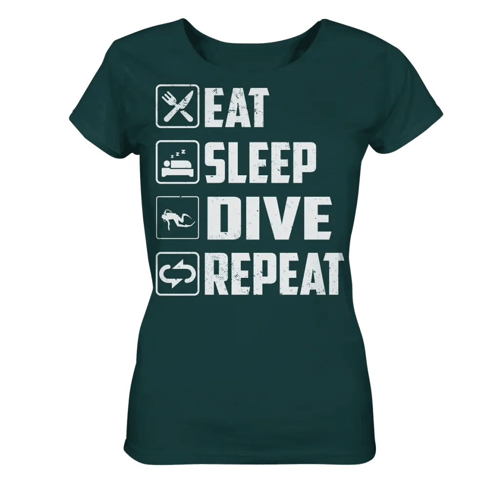 Eat Sleep Dive Repeat - Ladies Organic Shirt - Glazed Green