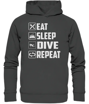 Eat Sleep Dive Repeat - Organic Fashion Hoodie - Anthracite