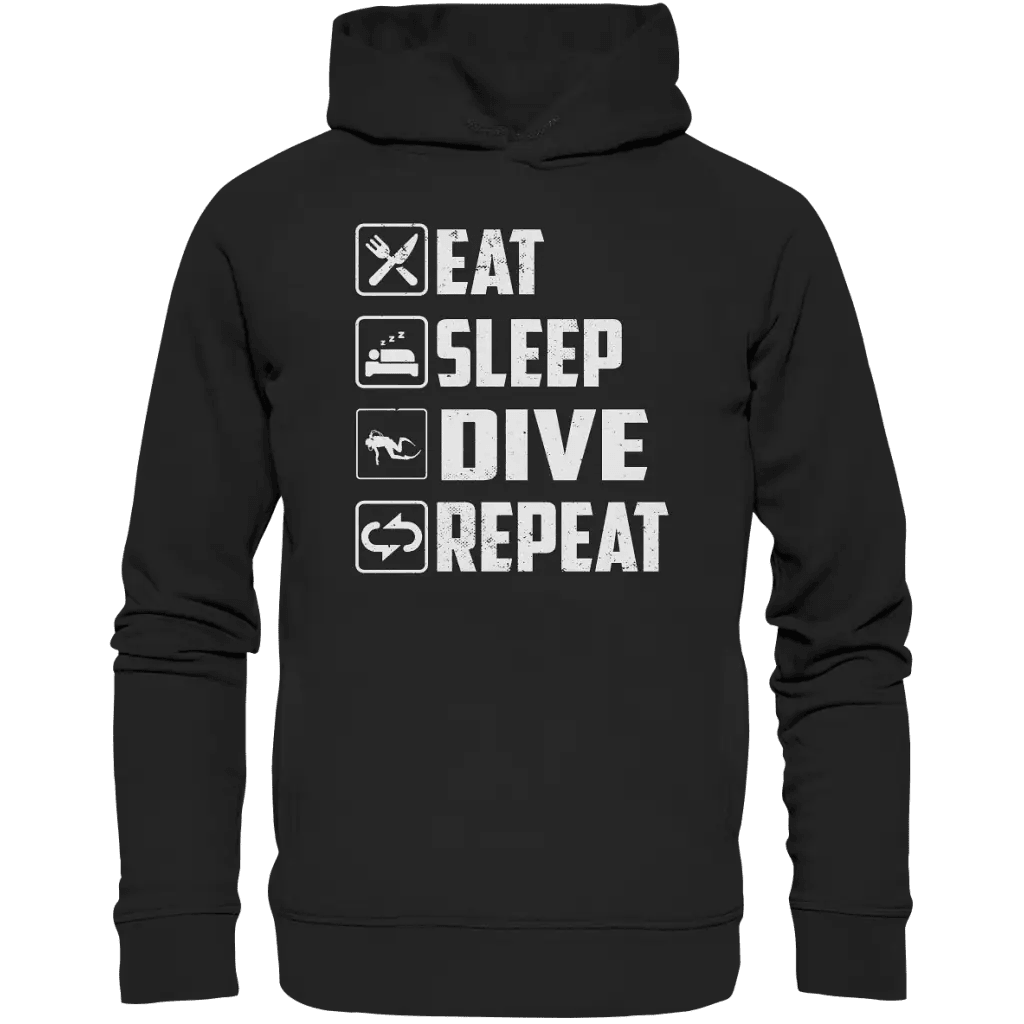 Eat Sleep Dive Repeat - Organic Fashion Hoodie - Black / XS