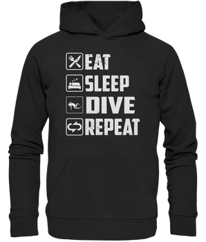 Eat Sleep Dive Repeat - Organic Hoodie - Black / XS