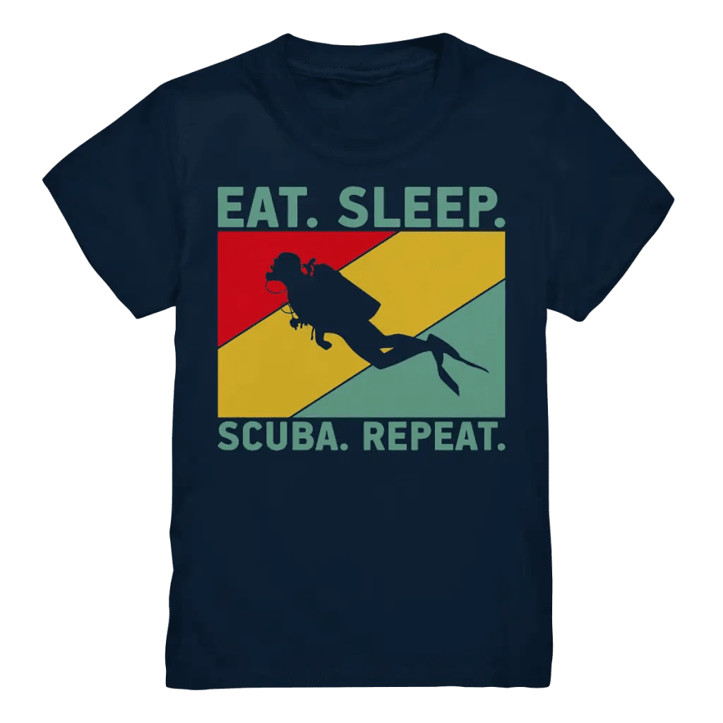 Eat Sleep Scuba Repeat - Kids Premium Shirt - Navy / 98/104