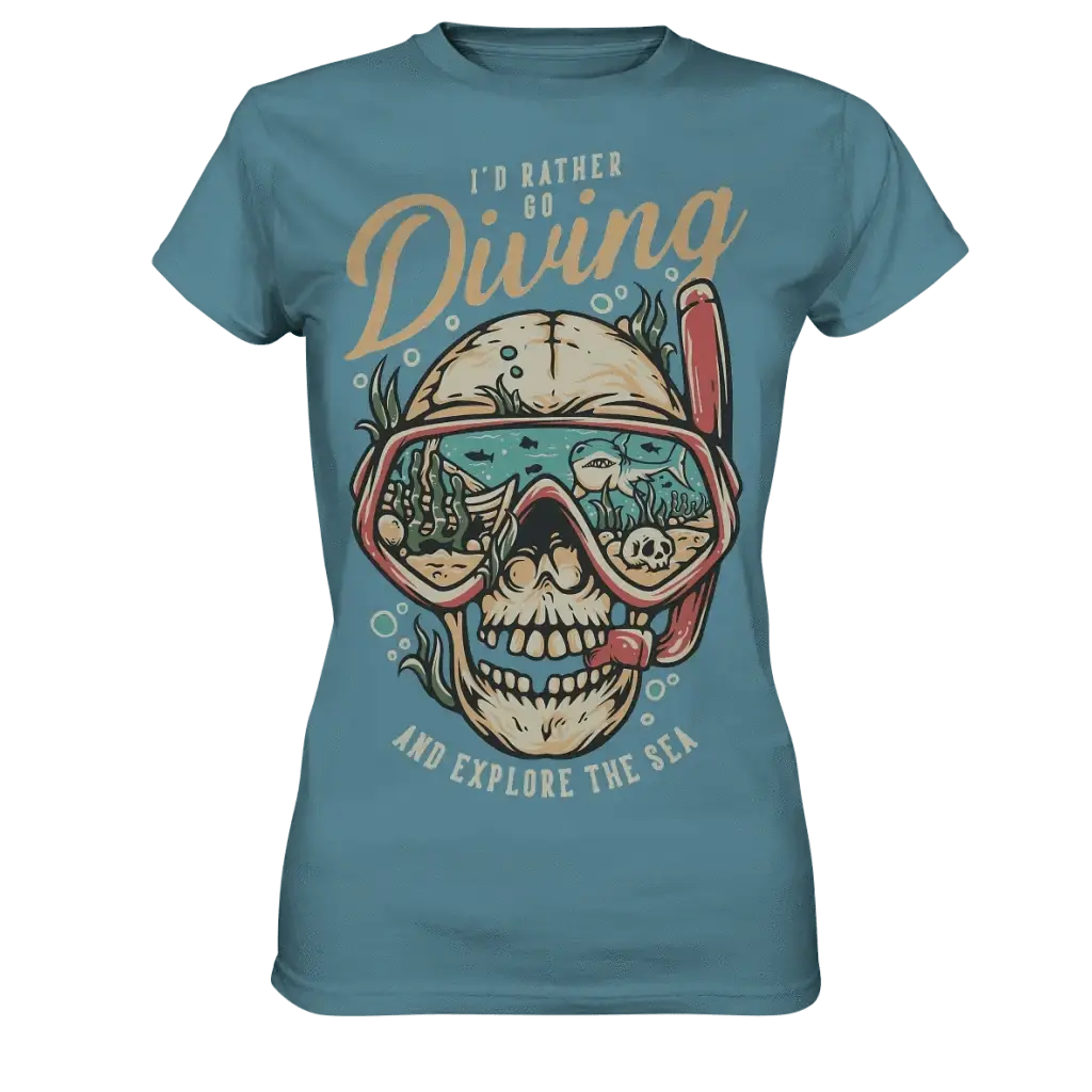 i’d rather go diving - Ladies Premium Shirt - Stone Blue