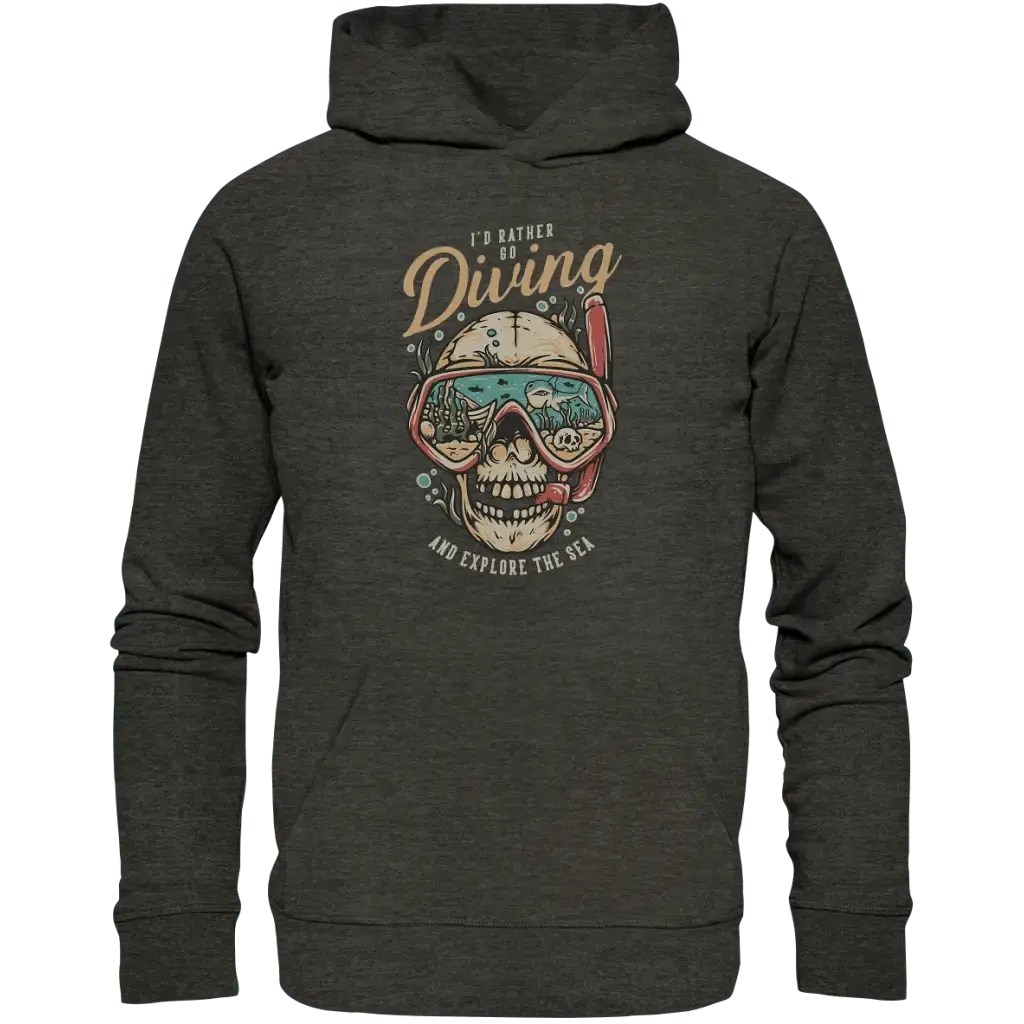 i’d rather go diving - Organic Hoodie - Dark Heather Grey