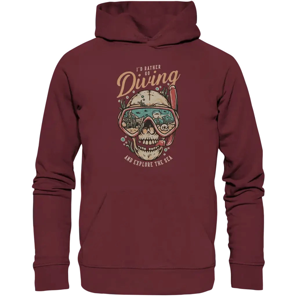 i’d rather go diving - Organic Hoodie - Burgundy / XS