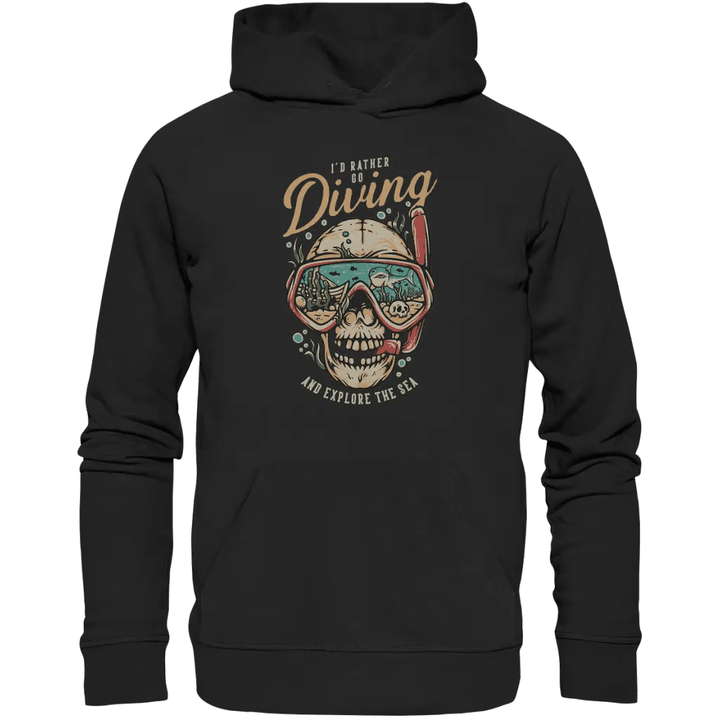 i’d rather go diving - Organic Hoodie - Black / XS