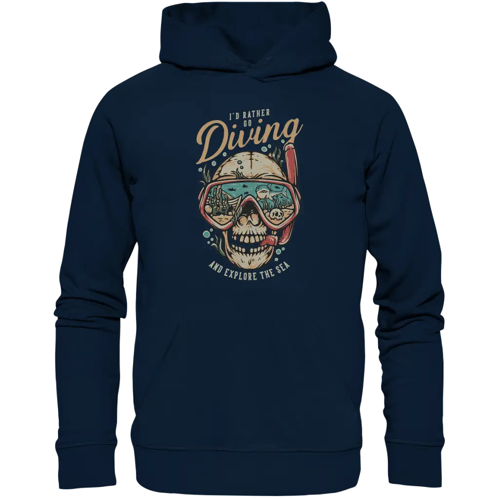 i’d rather go diving - Organic Hoodie - French Navy / XS