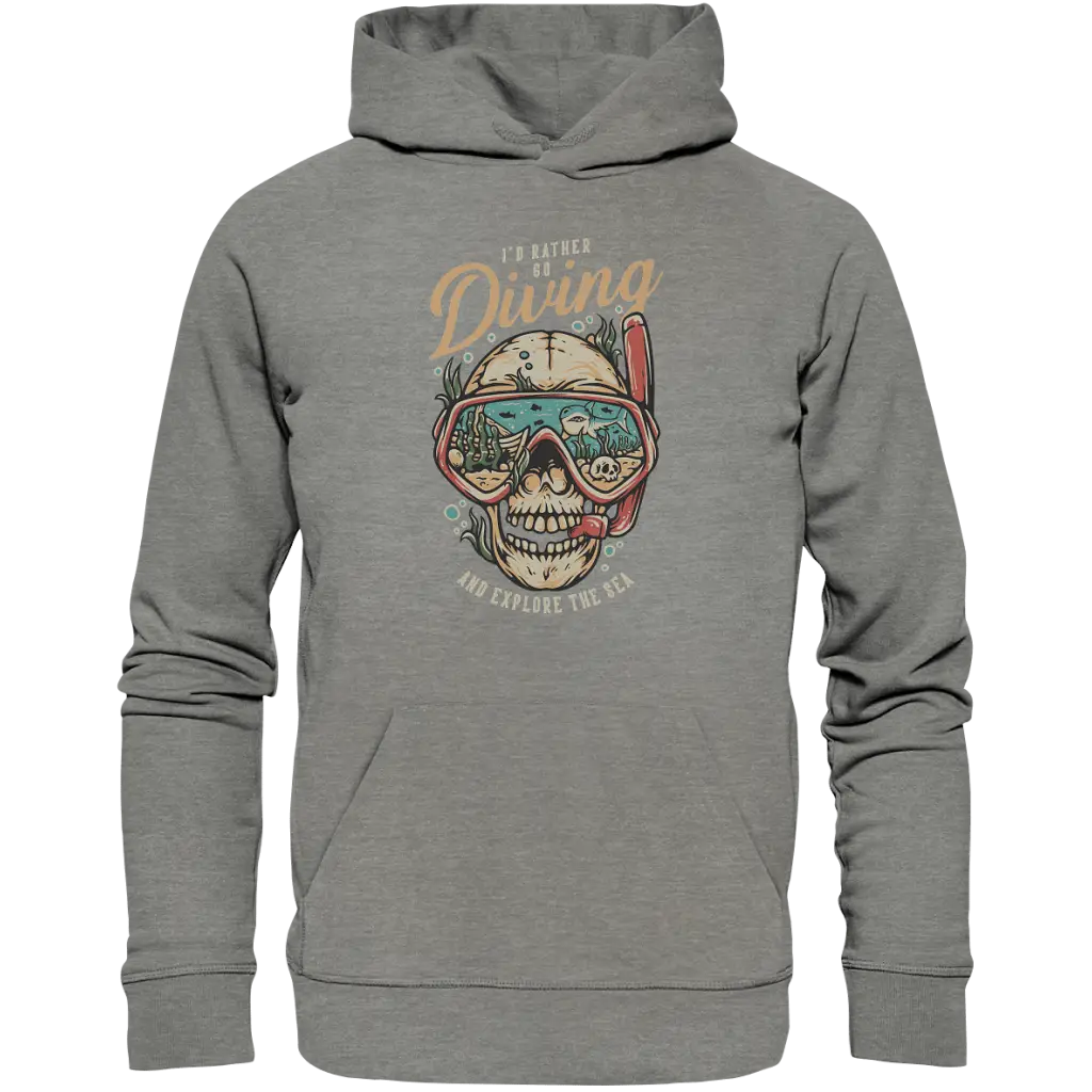 i’d rather go diving - Organic Hoodie - Mid Heather Grey /