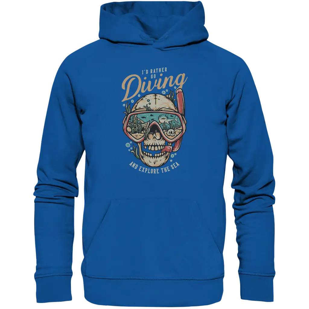 i’d rather go diving - Organic Hoodie - Royal Blue / XS