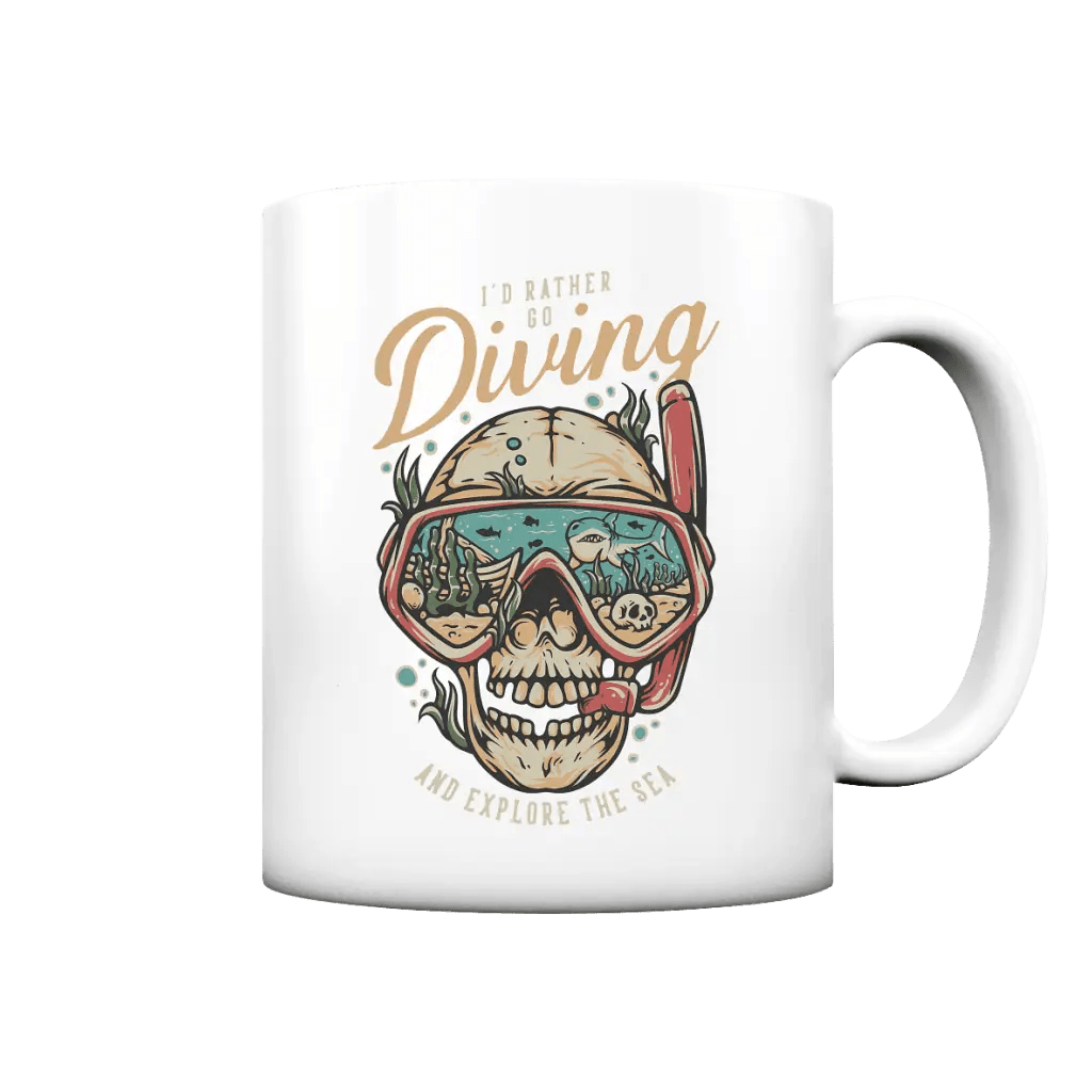 Id rather go diving - Tasse matt - White matt / 330ml