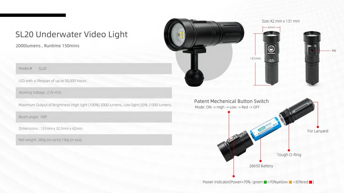 DiveVolk SL20 Video light