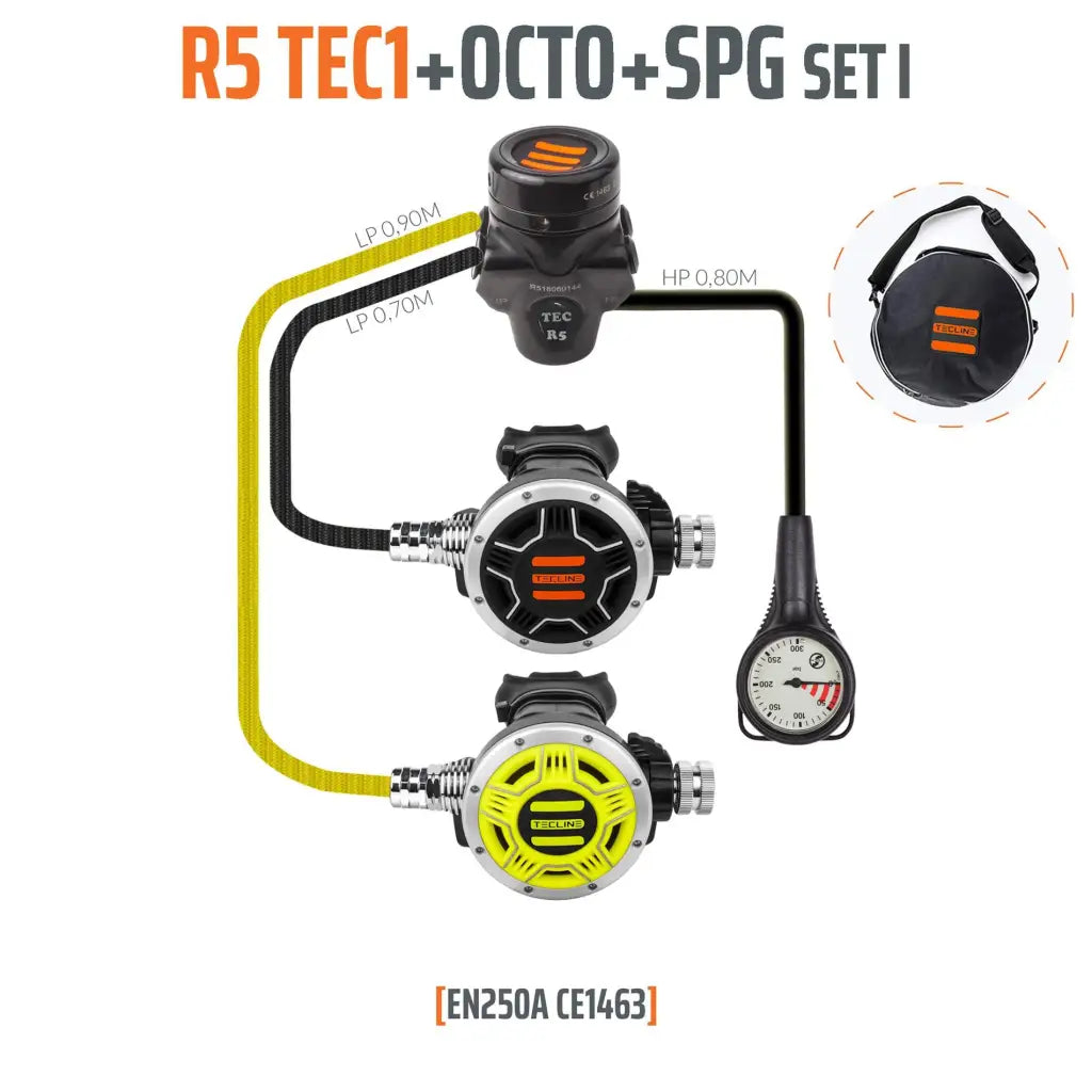 Tecline R5 TEC1 Set 1 (Regler + Oktopus + Finimeter) - Tauchwerkstatt.eu