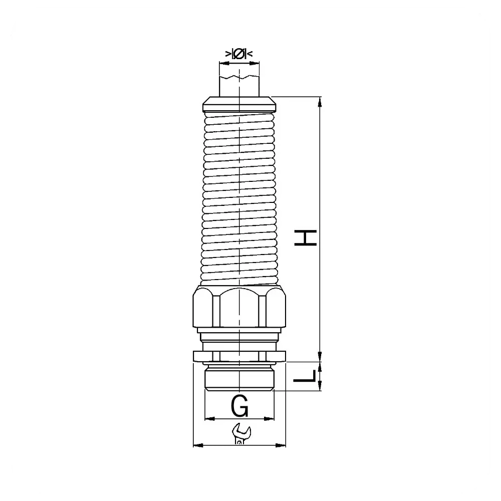 WAM Sealing Gland w. protection spring nickelplated M12x1.5